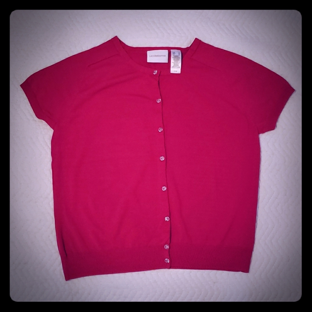 Liz Claiborne Short Sleeve Hot Pink Button Up PXL